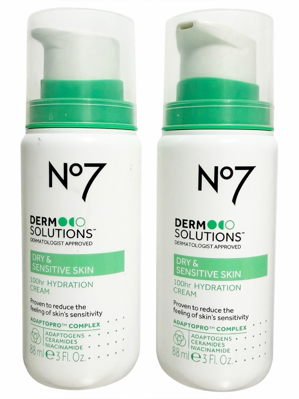 {2 Pack} No7 Derm Solutions 100 Hour Hydration Cream for Dry & Sensitive Skin